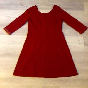 Crimson and White Flare Casual Dress